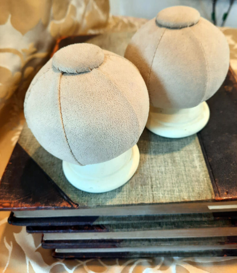Suede covered Ball & Button Finials - Image 2