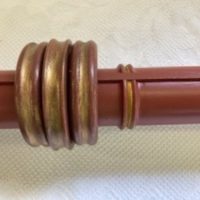 Painted Bamboo pole with finials, rings and brackets. - Image 4