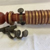 Painted Bamboo pole with finials, rings and brackets. - Image 2