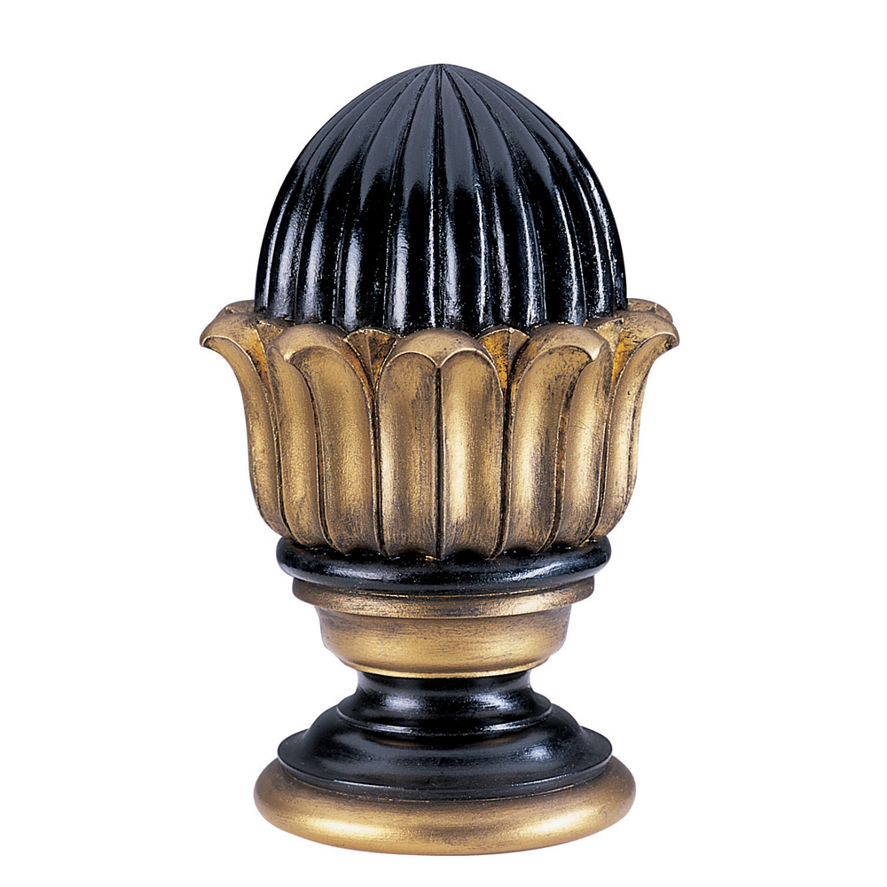 Camberley finial, black and distressed gilt