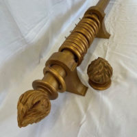 Gilt over Red pole with finials, brackets and rings. - Image 5