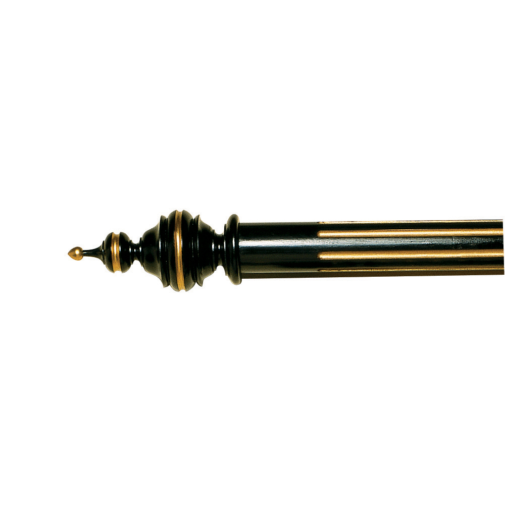 Inverted Rib and Ogee finial on fluted curtain pole