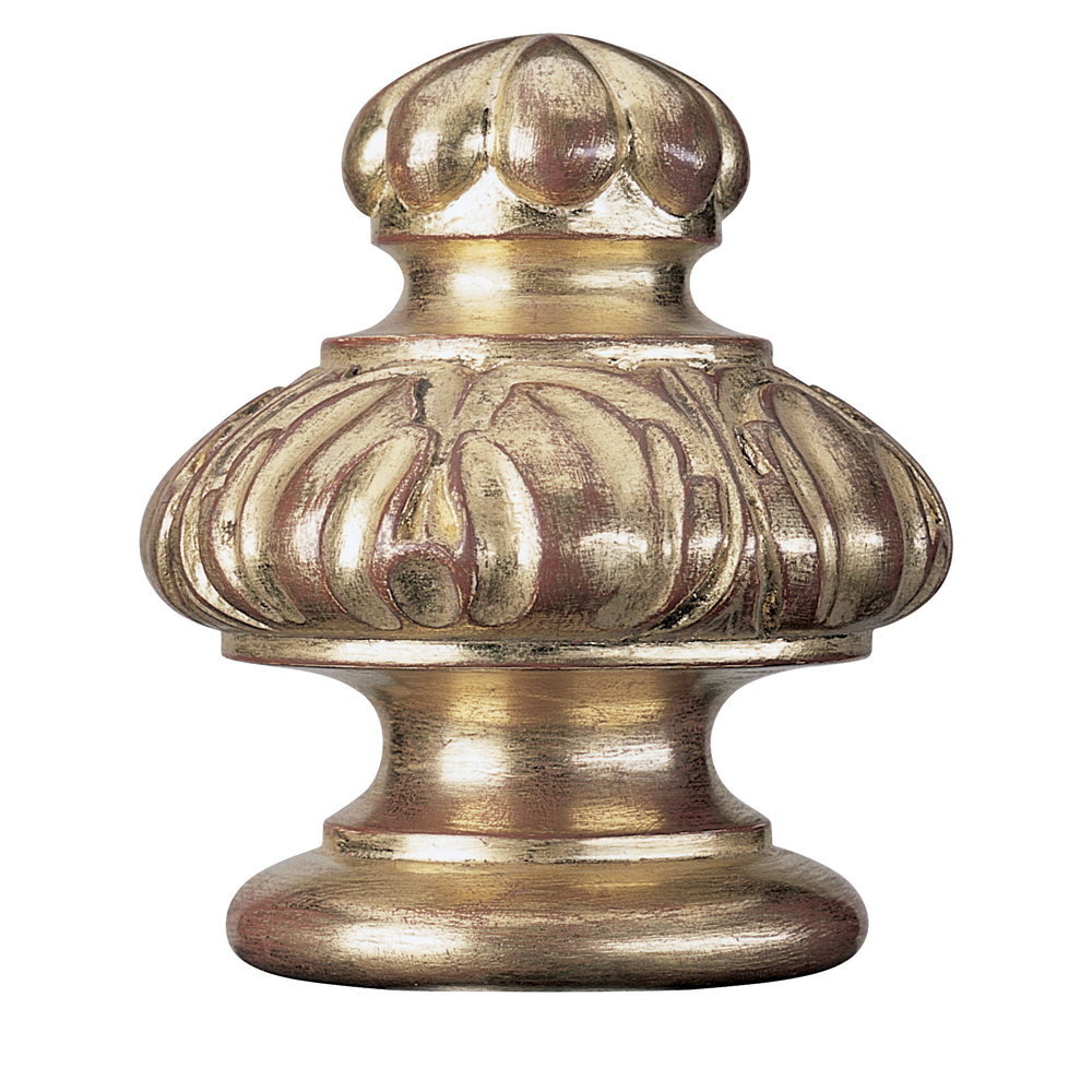 Leaf and Gadroon finial, Water Gilt Gold Leaf over red distressed