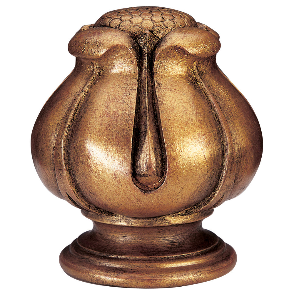 Lotus finial, gilt on red distressed