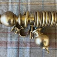 Distressed Dutch Metal Leaf pole and finials.