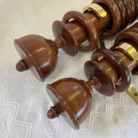 50mm dia. Mahogany pole with uncarved Goblet finials, rings and brackets - Image 4