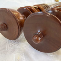 50mm dia. Mahogany pole with uncarved Goblet finials, rings and brackets - Image 3