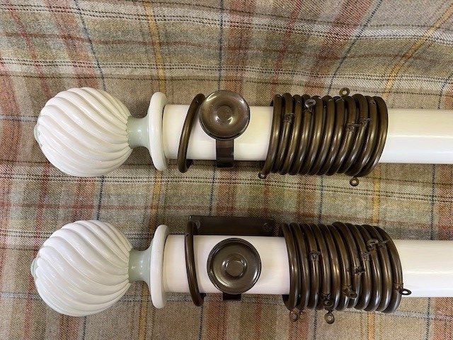 Pole with Swirling Ball finials, brackets and rings