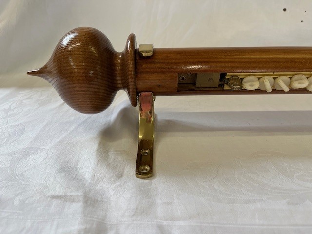 Pine tracked pole with brass brackets and pine finials - Image 2