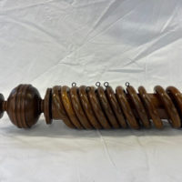 Octagonal pitch pine pole with finials and rings