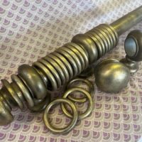 Distressed French Gilt pole with Uncarved Parasol finials, Gothic brackets and rings