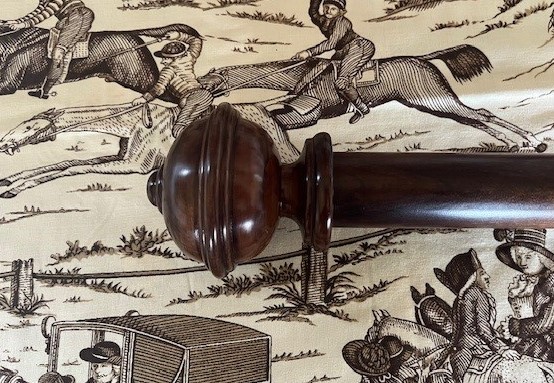 Dark Cherry pole with Rib & Button finials - Image 5