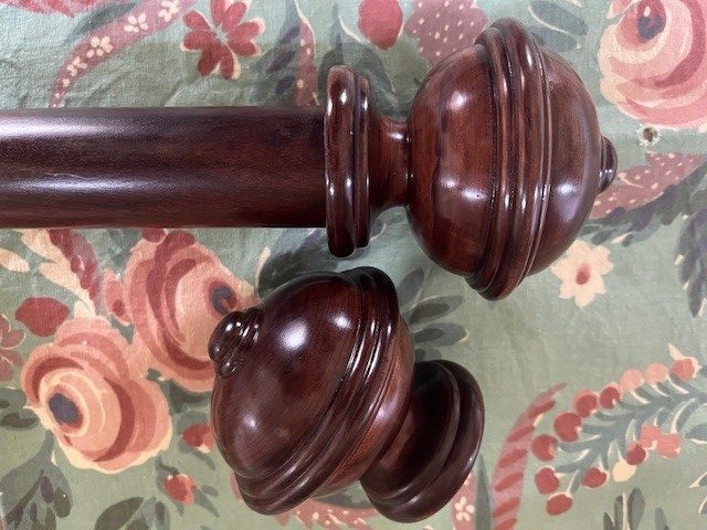 Dark Cherry pole with Rib & Button finials