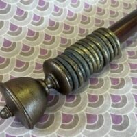 Mahogany pole with Goblet finials and rings