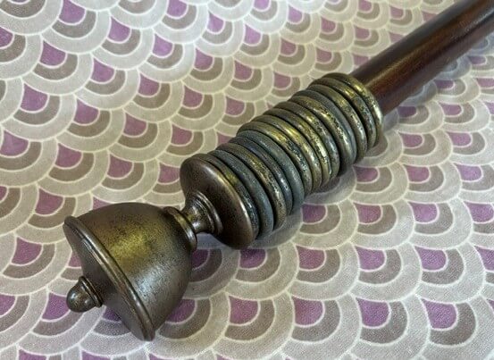 Mahogany pole with Goblet finials and rings