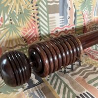 Mahogany pole and Ribbed Ball finials with matched rings