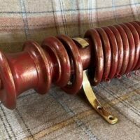 Painted and Distressed Bronze Gilt pole with Simple Vase finials