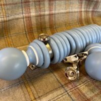 Wedgewood Blue pole with rings, brackets and Plain Ball finials