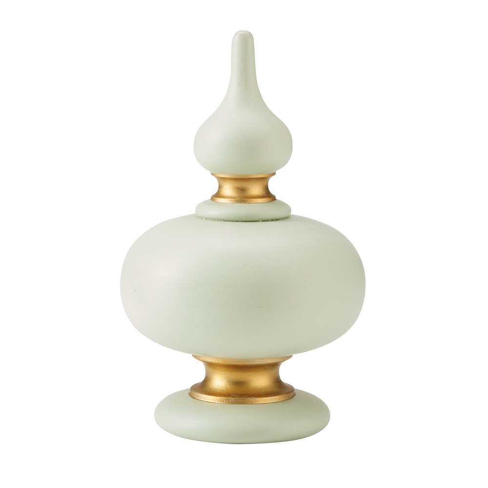 Plain Ball and Point finial, pale green and gilt