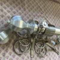Distressed Silver Dutch Metal Leaf pole with finials, rings and brackets. - Image 3