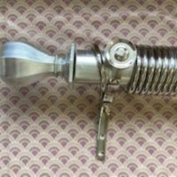 Distressed Silver Dutch Metal Leaf pole with finials, rings and brackets. - Image 2