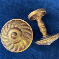 Distressed Gilt over Red Swirling Ball tiebacks