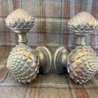 Dusky Gold Artichoke tiebacks and finials
