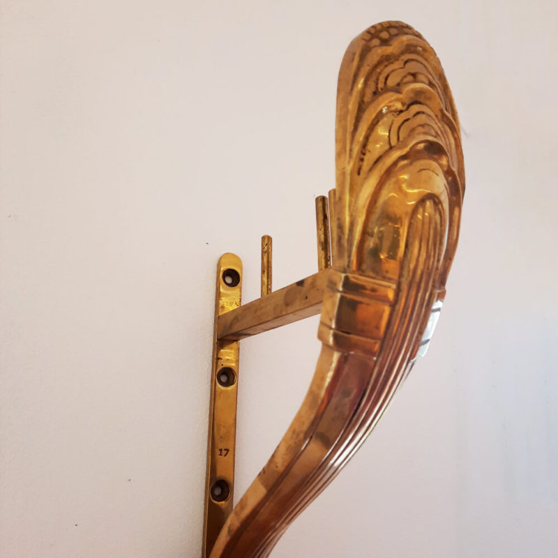 Antique Brass Art Deco double brackets - Image 2